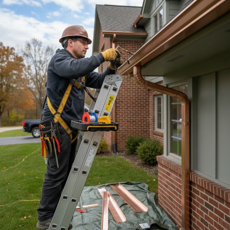 Local Copper Gutter Replacement pros at work